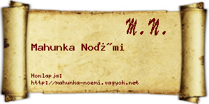 Mahunka Noémi névjegykártya
