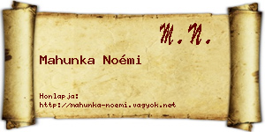 Mahunka Noémi névjegykártya
